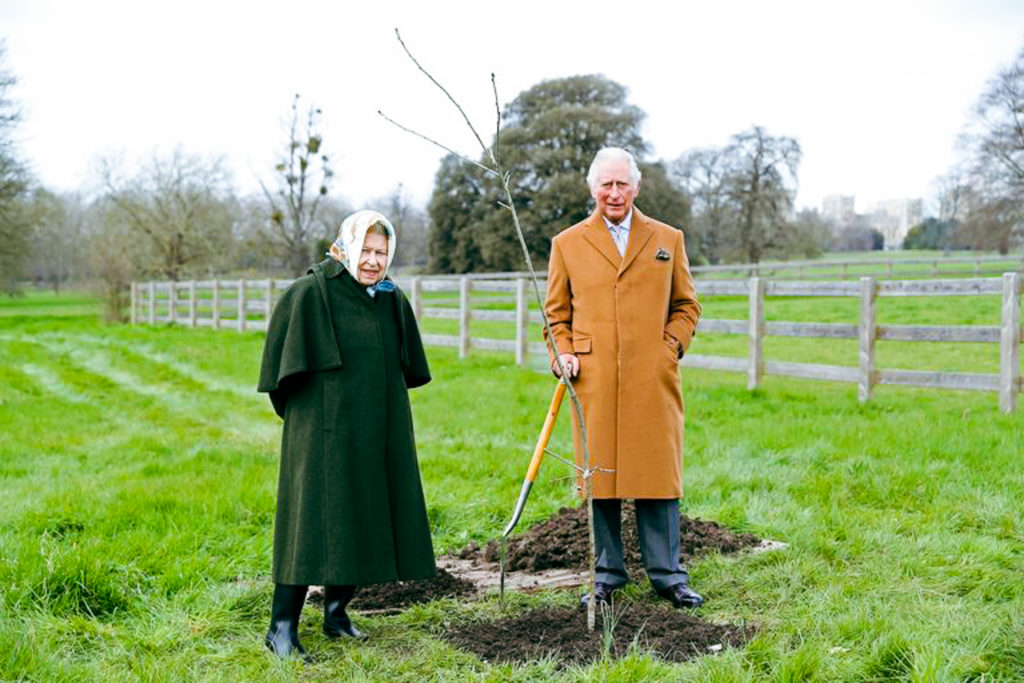 Queen Elizabeth, Prince Charles - Tree Planting