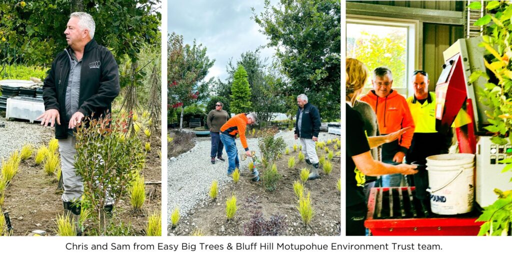 Chris and Sam from Easy Big Trees & Bluff Hill Motupohue Environment Trust team