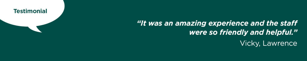 Testimonial banner Vicky Lawrence
